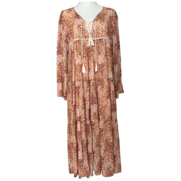 Christy Dawn Paloma Dress Rust Garden Floral Boho Maxi Peasant Prairie Size XS/S - Picture 3 of 14
